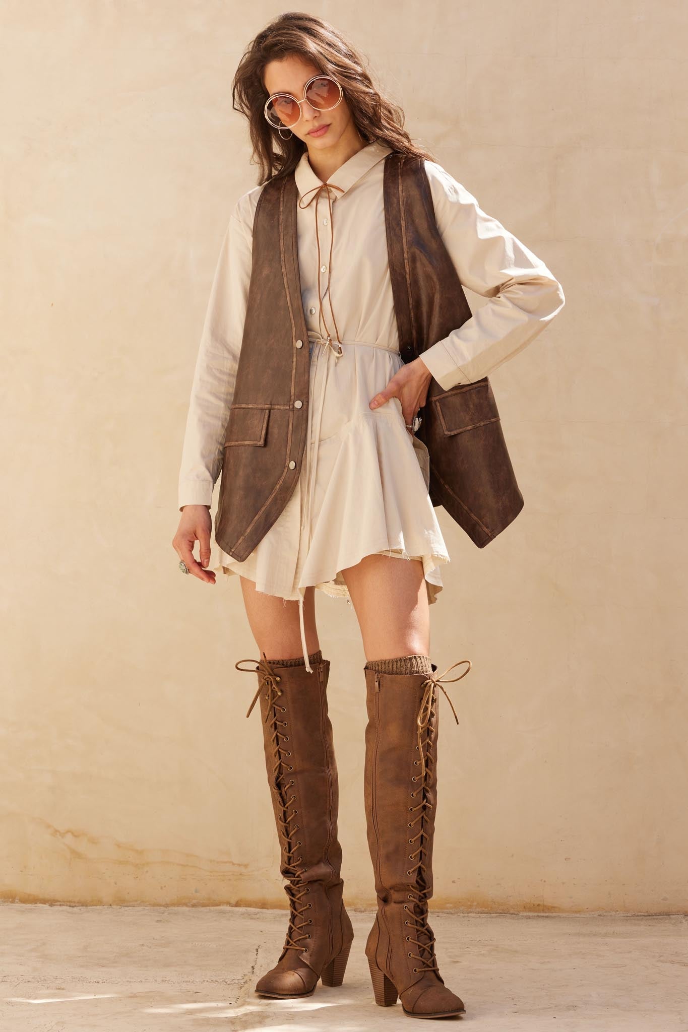 Born to Ride Vegan Leather Snap-Front Vest