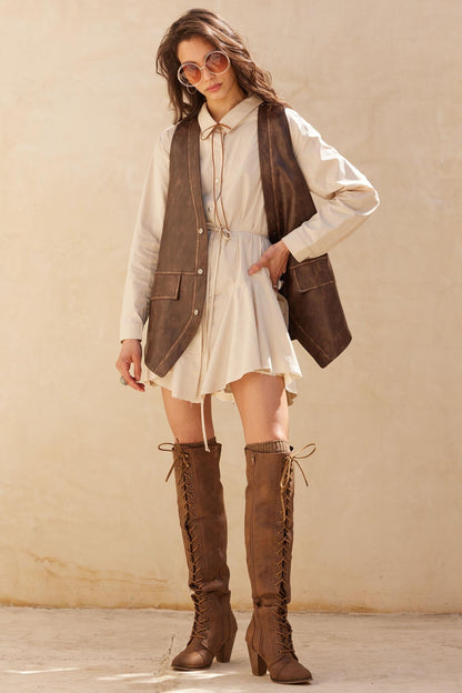 Born to Ride Vegan Leather Snap-Front Vest