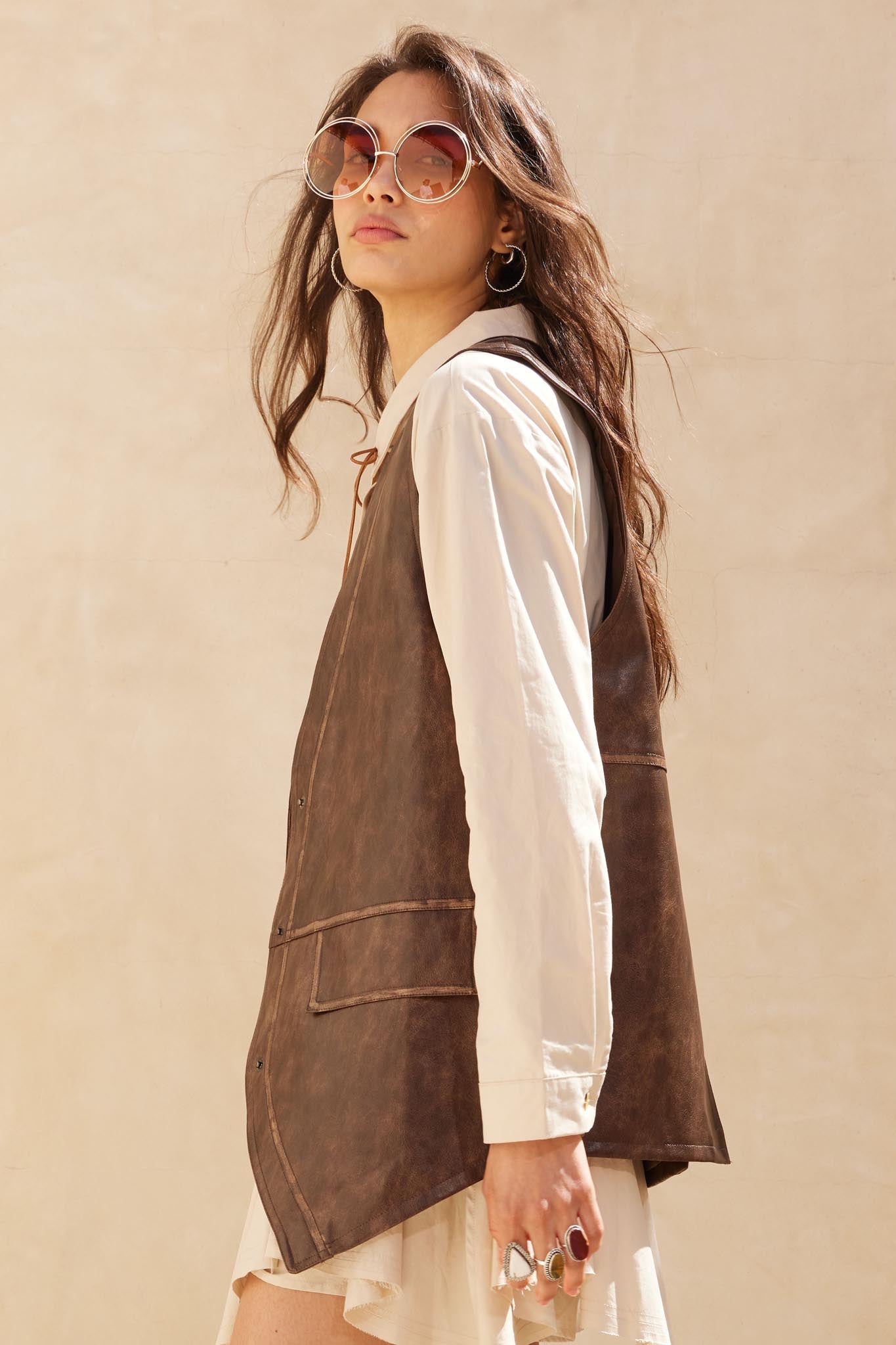 Born to Ride Vegan Leather Snap-Front Vest