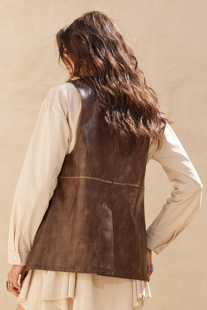 Born to Ride Vegan Leather Snap-Front Vest