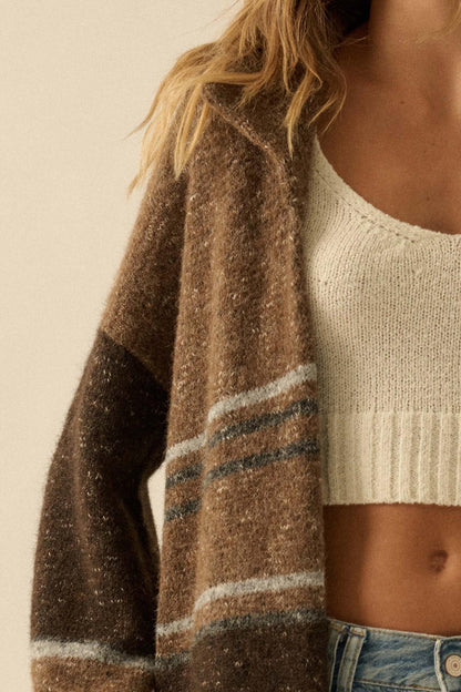 Good Earth Striped Open-Front Duster Cardigan