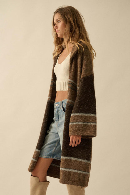Good Earth Striped Open-Front Duster Cardigan