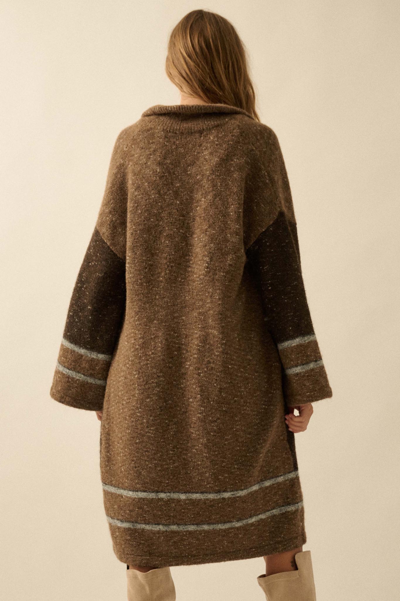 Good Earth Striped Open-Front Duster Cardigan