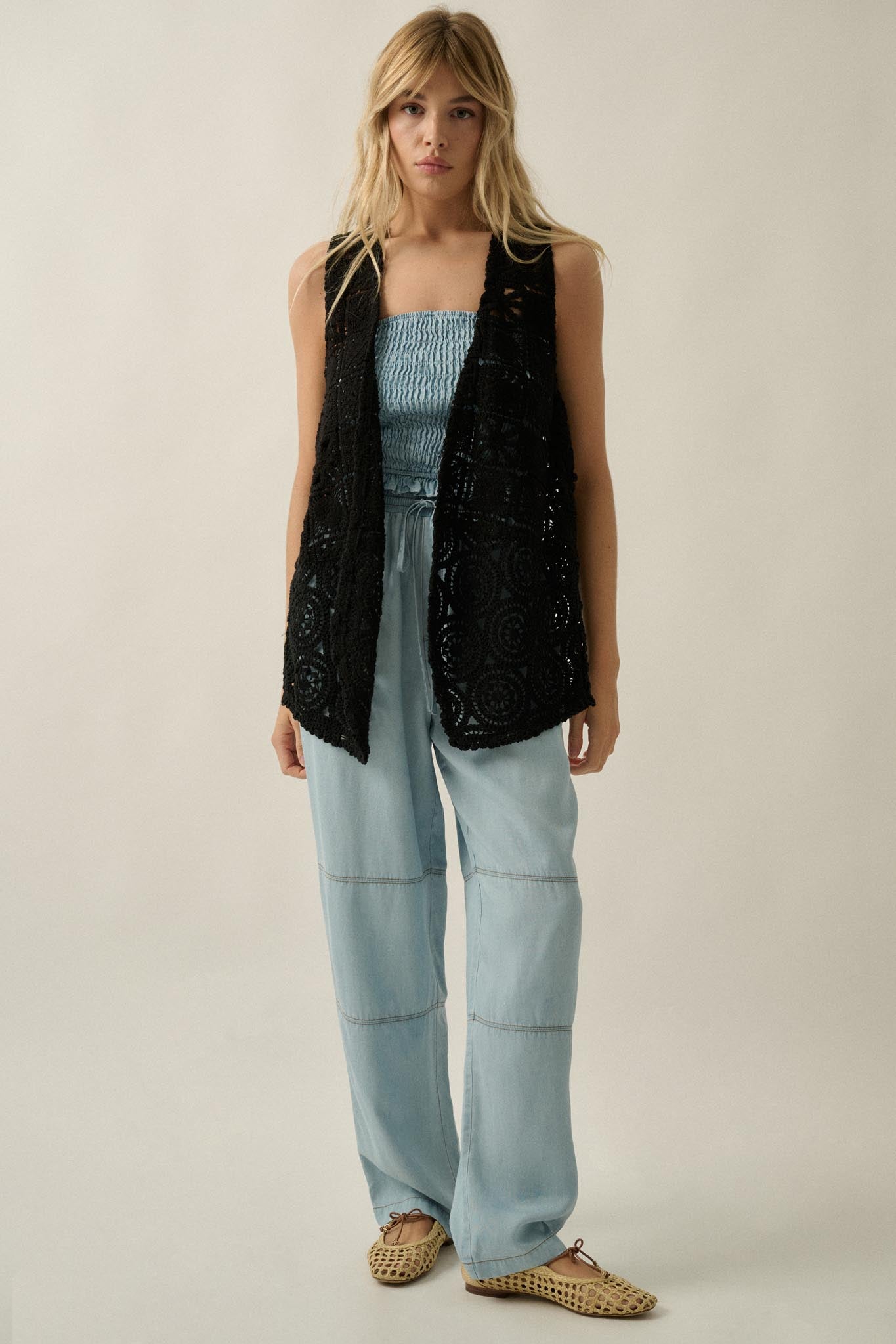 Find Your Bliss Crochet Open-Front Vest