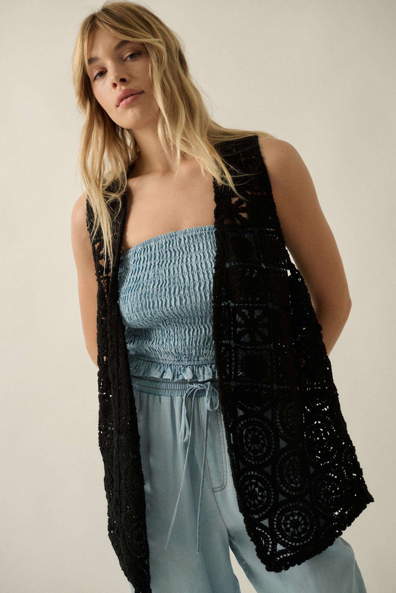 Find Your Bliss Crochet Open-Front Vest
