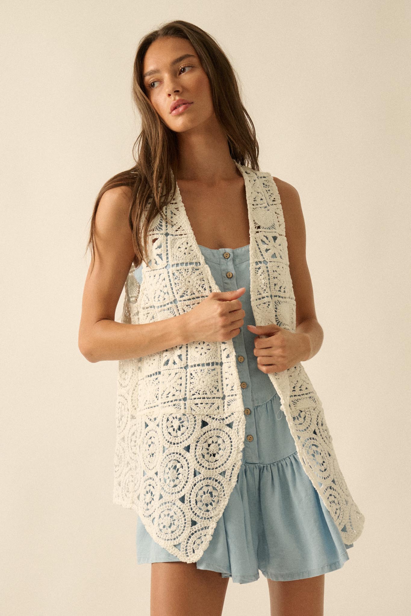 Find Your Bliss Crochet Open-Front Vest