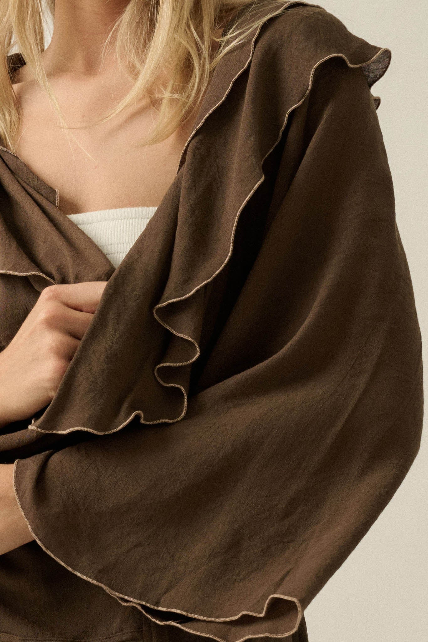 Lavish Living Open-Front Ruffle Kimono Robe
