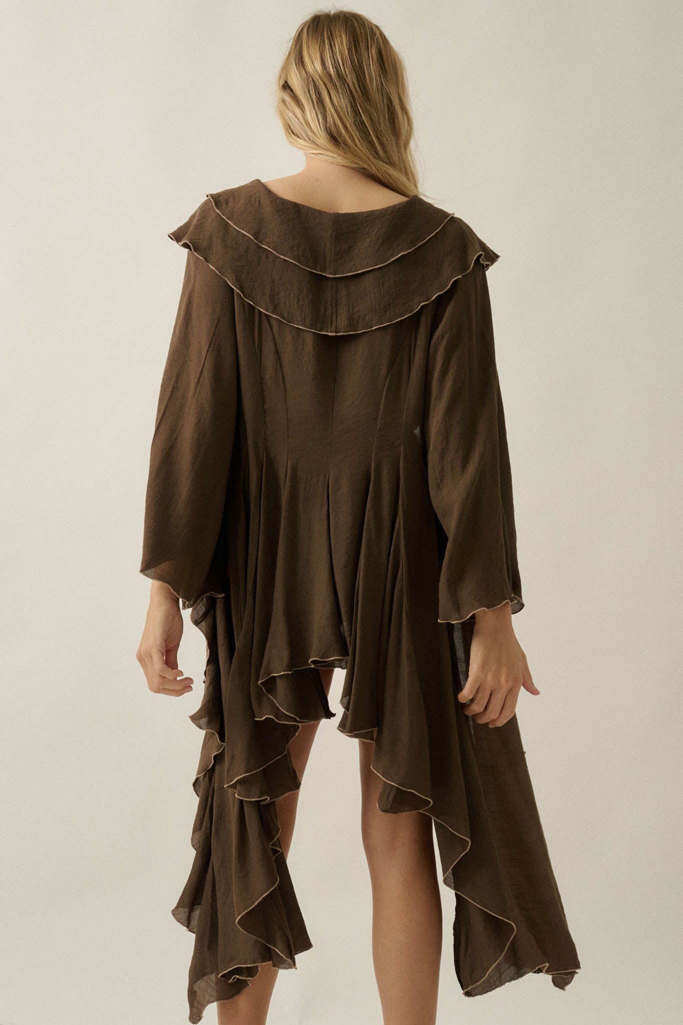 Lavish Living Open-Front Ruffle Kimono Robe