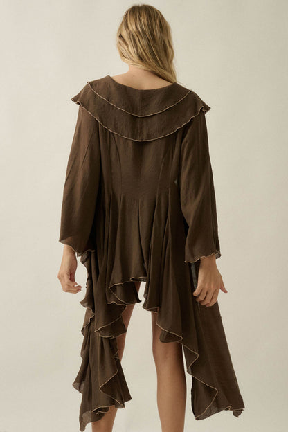 Lavish Living Open-Front Ruffle Kimono Robe