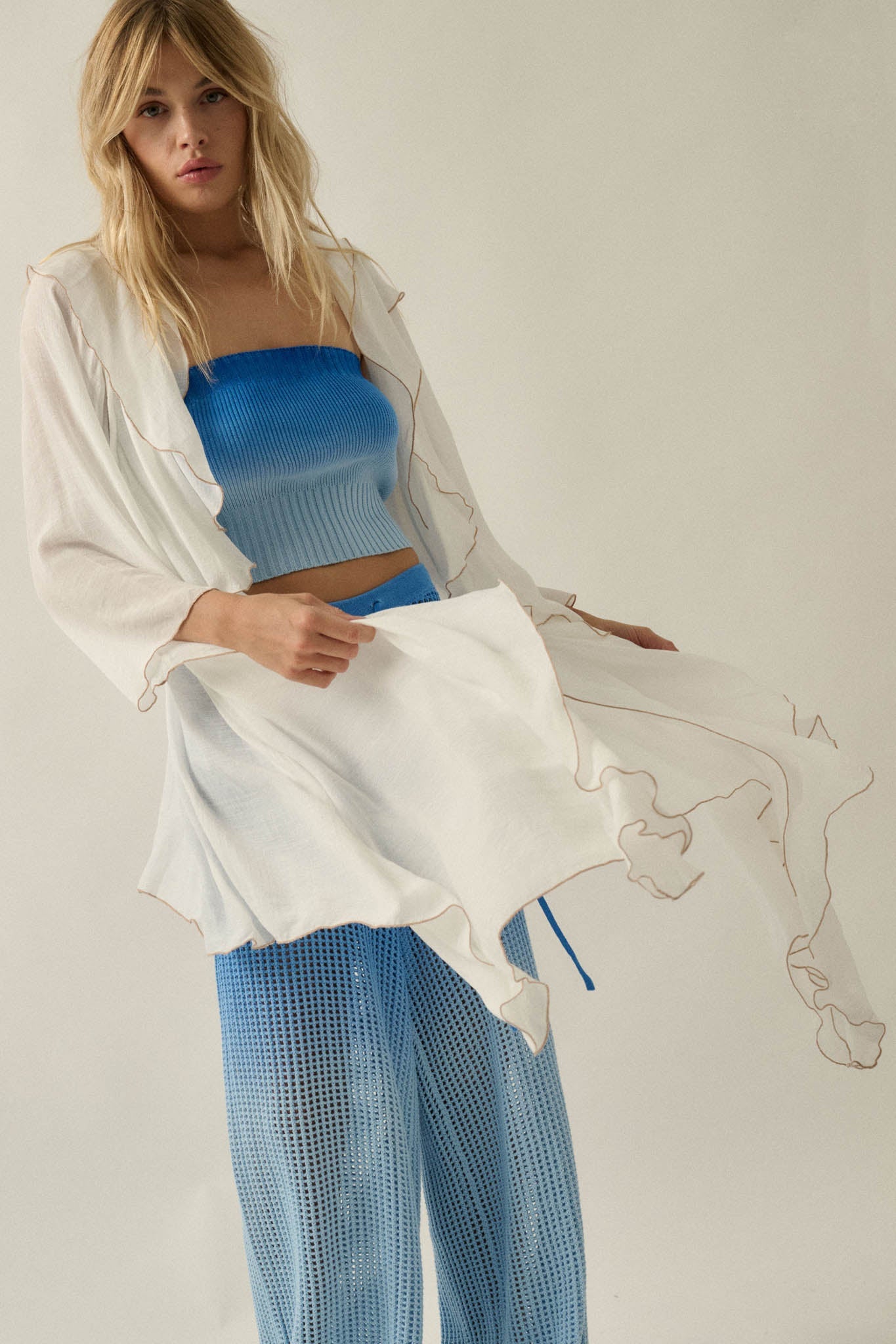 Lavish Living Open-Front Ruffle Kimono Robe