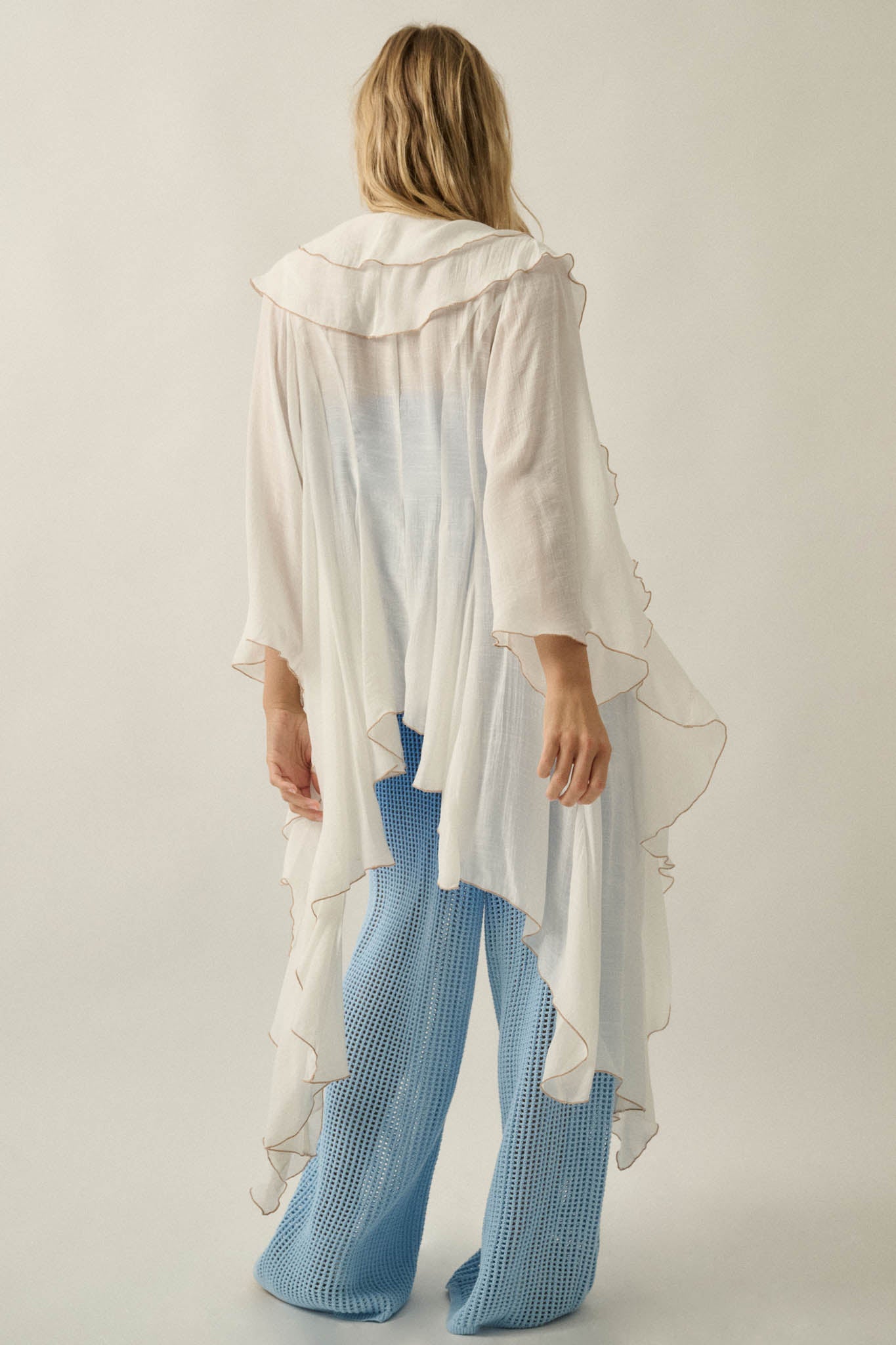 Lavish Living Open-Front Ruffle Kimono Robe