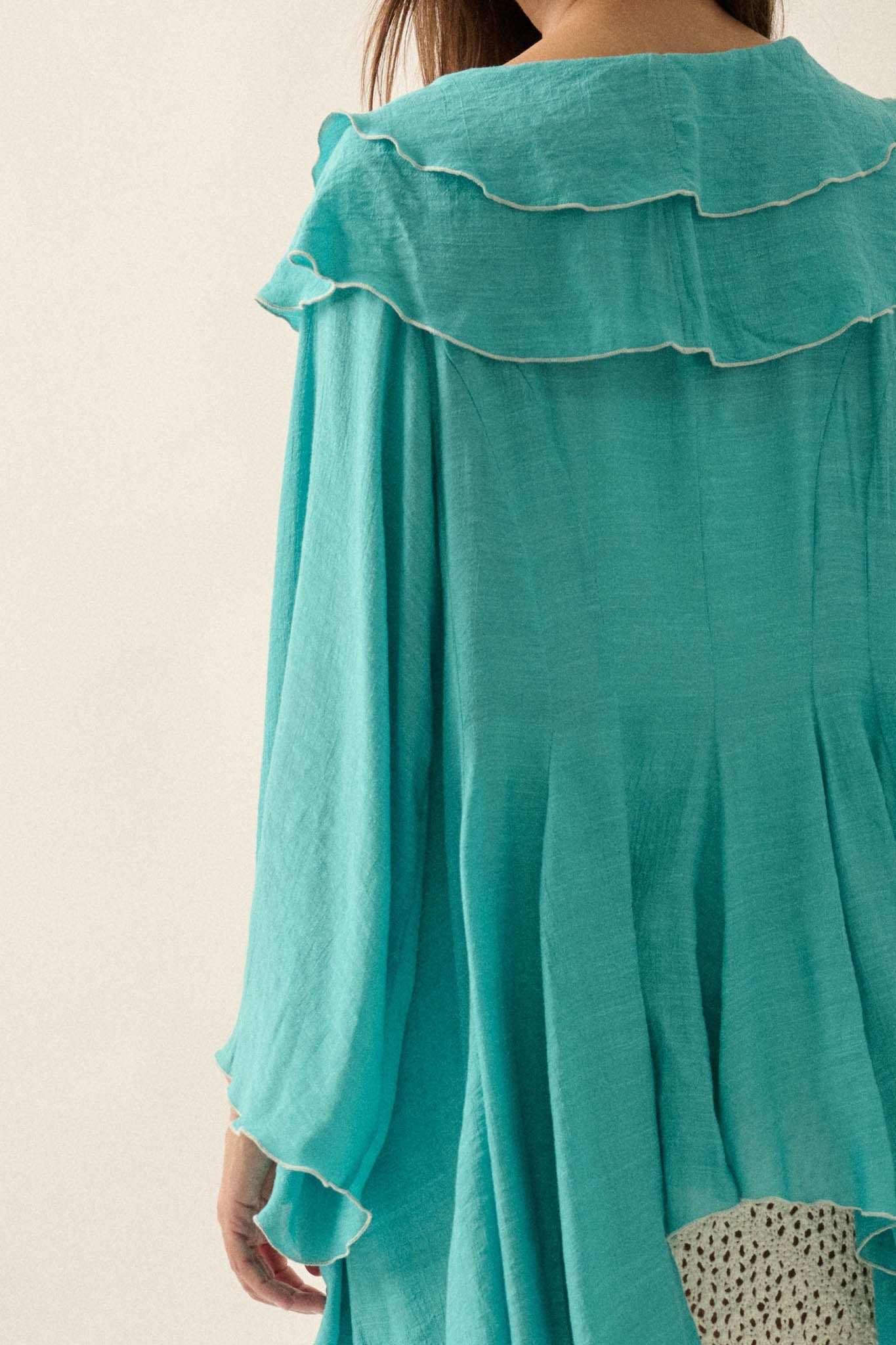 Lavish Living Open-Front Ruffle Kimono Robe