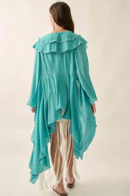 Lavish Living Open-Front Ruffle Kimono Robe