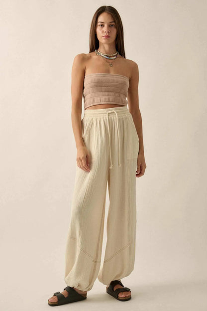 Jump In Crinkle Cotton Drawstring Parachute Pants