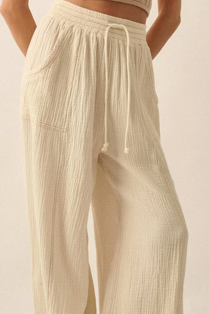 Jump In Crinkle Cotton Drawstring Parachute Pants