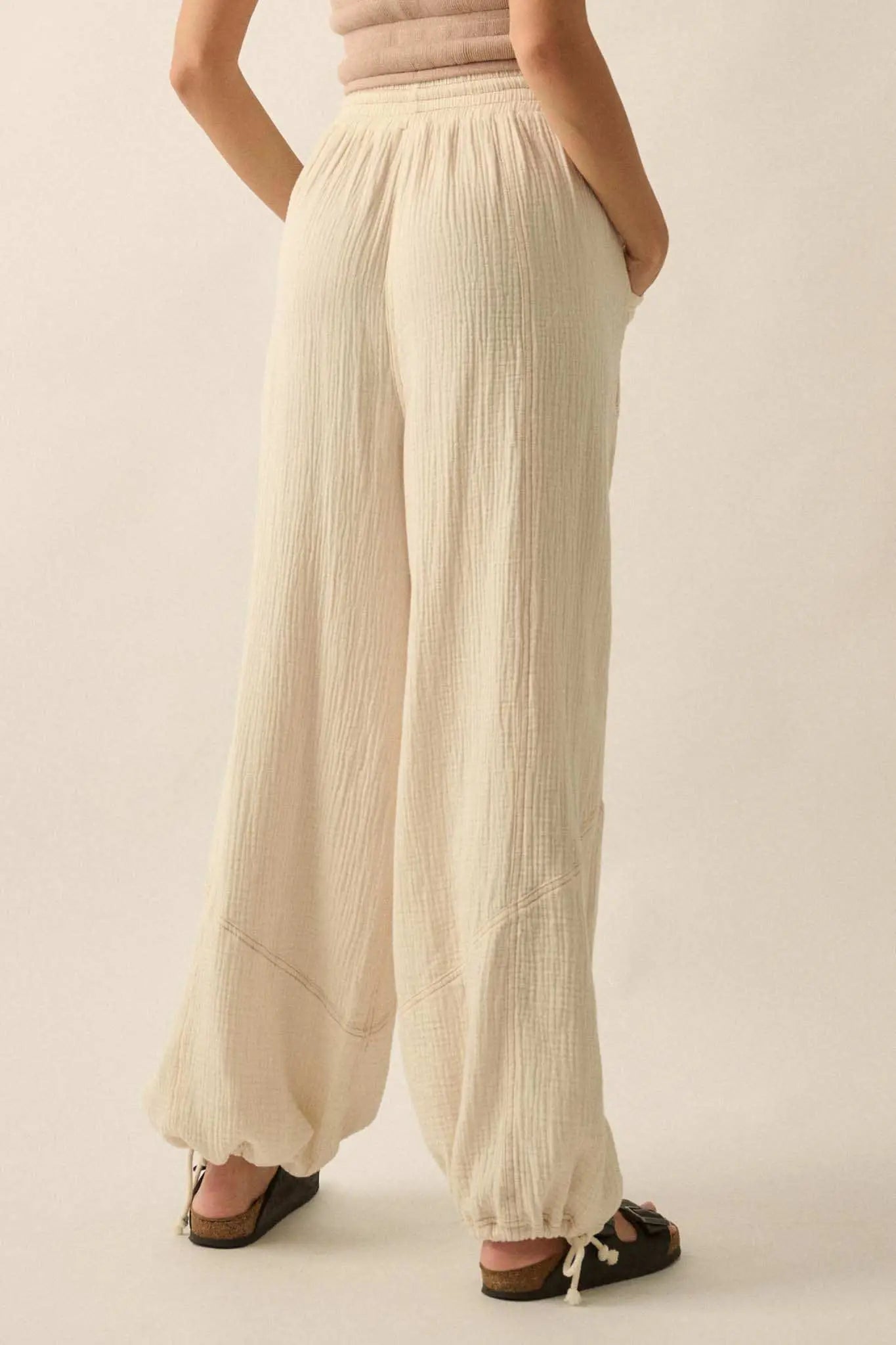 Jump In Crinkle Cotton Drawstring Parachute Pants