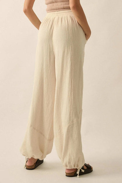 Jump In Crinkle Cotton Drawstring Parachute Pants
