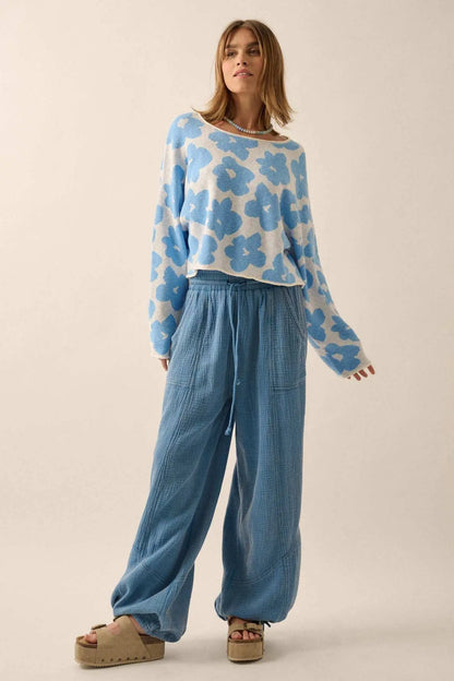 Jump In Crinkle Cotton Drawstring Parachute Pants