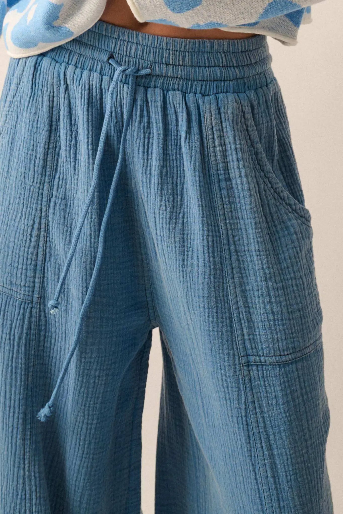 Jump In Crinkle Cotton Drawstring Parachute Pants