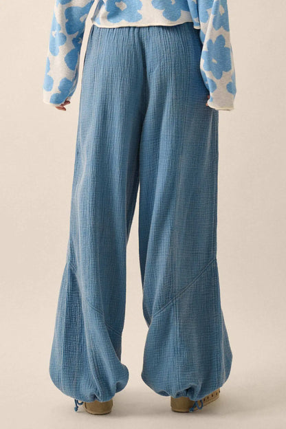 Jump In Crinkle Cotton Drawstring Parachute Pants
