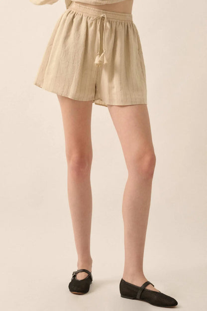Breezing Through Pinstripe Drawstring Shorts