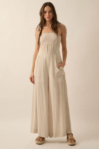 Cool Off Cotton Overall Jumpsuit and Tube Top Set