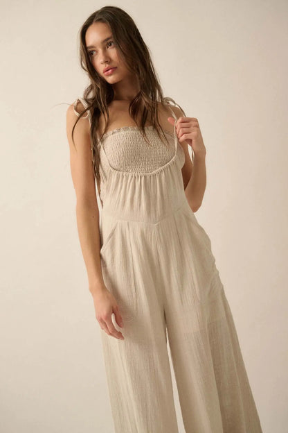 Cool Off Cotton Overall Jumpsuit and Tube Top Set