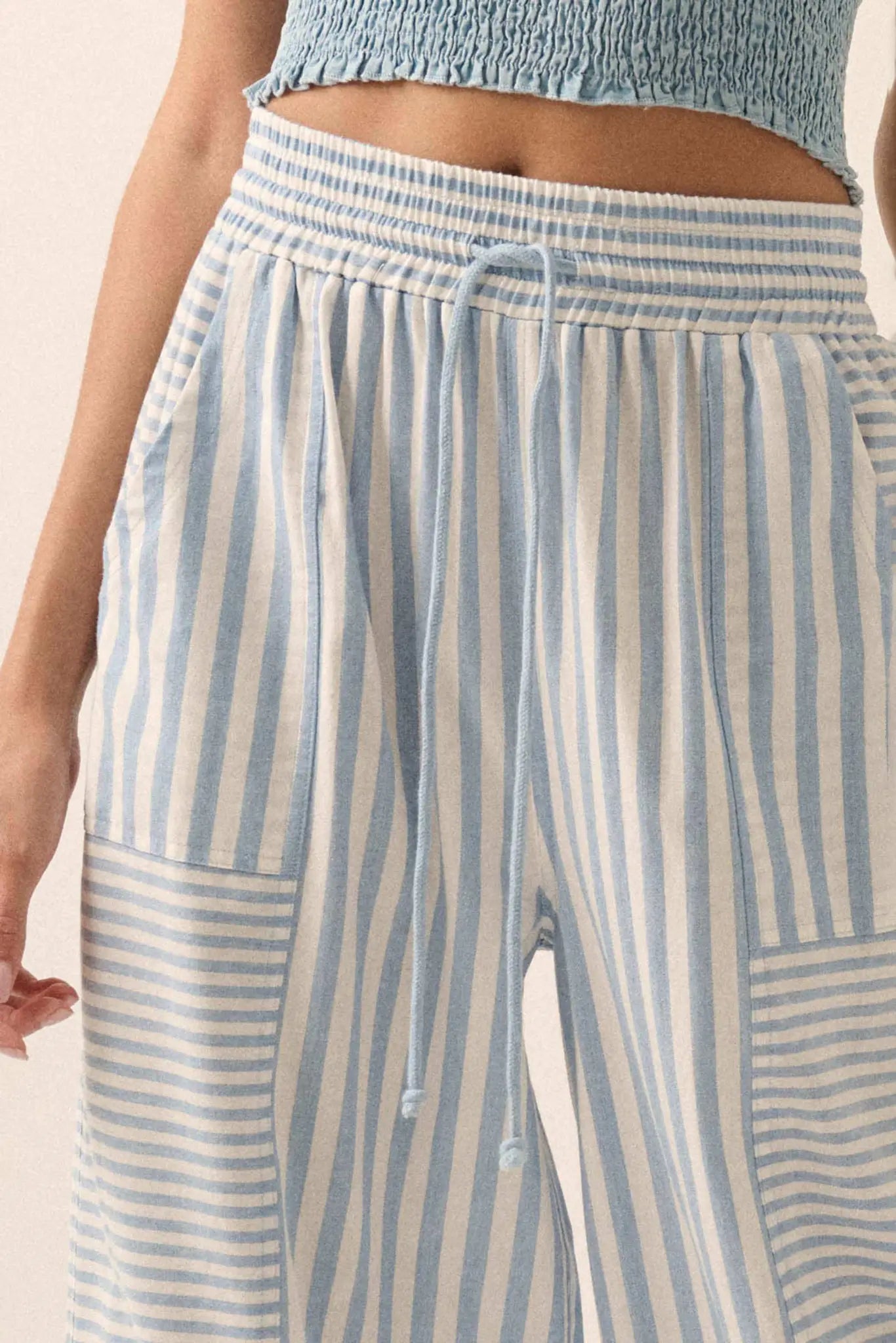 Jump for Joy Striped Drawstring Parachute Pants