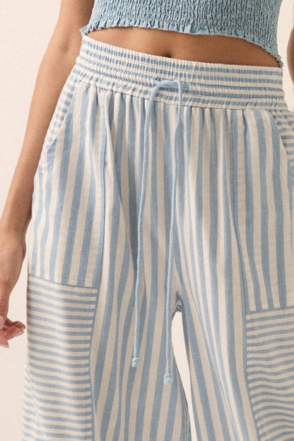 Jump for Joy Striped Drawstring Parachute Pants