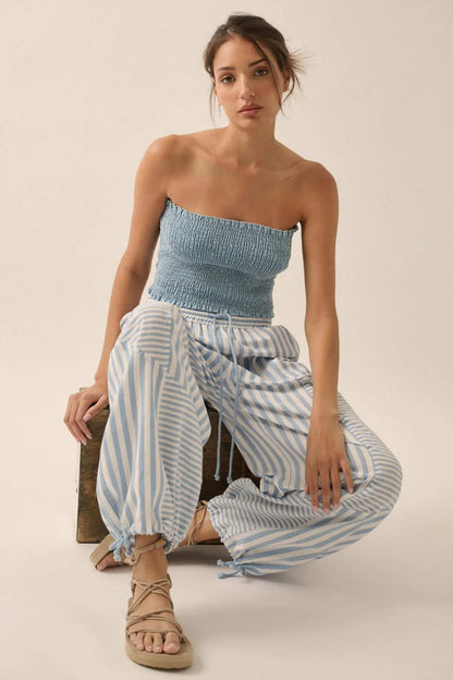 Jump for Joy Striped Drawstring Parachute Pants