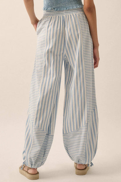 Jump for Joy Striped Drawstring Parachute Pants