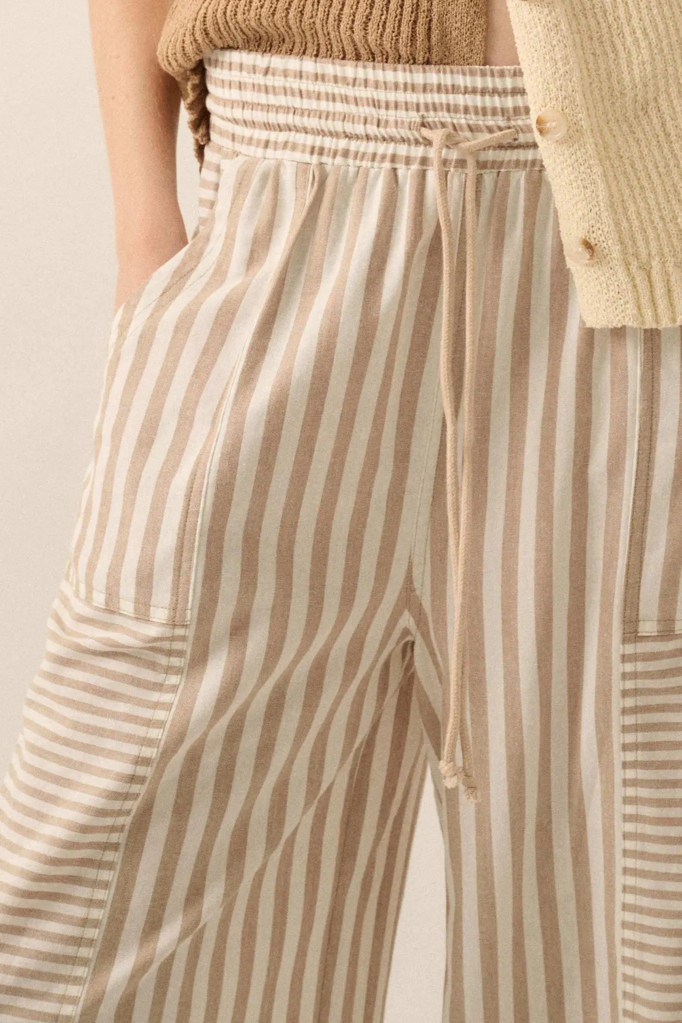 Jump for Joy Striped Drawstring Parachute Pants