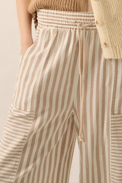Jump for Joy Striped Drawstring Parachute Pants