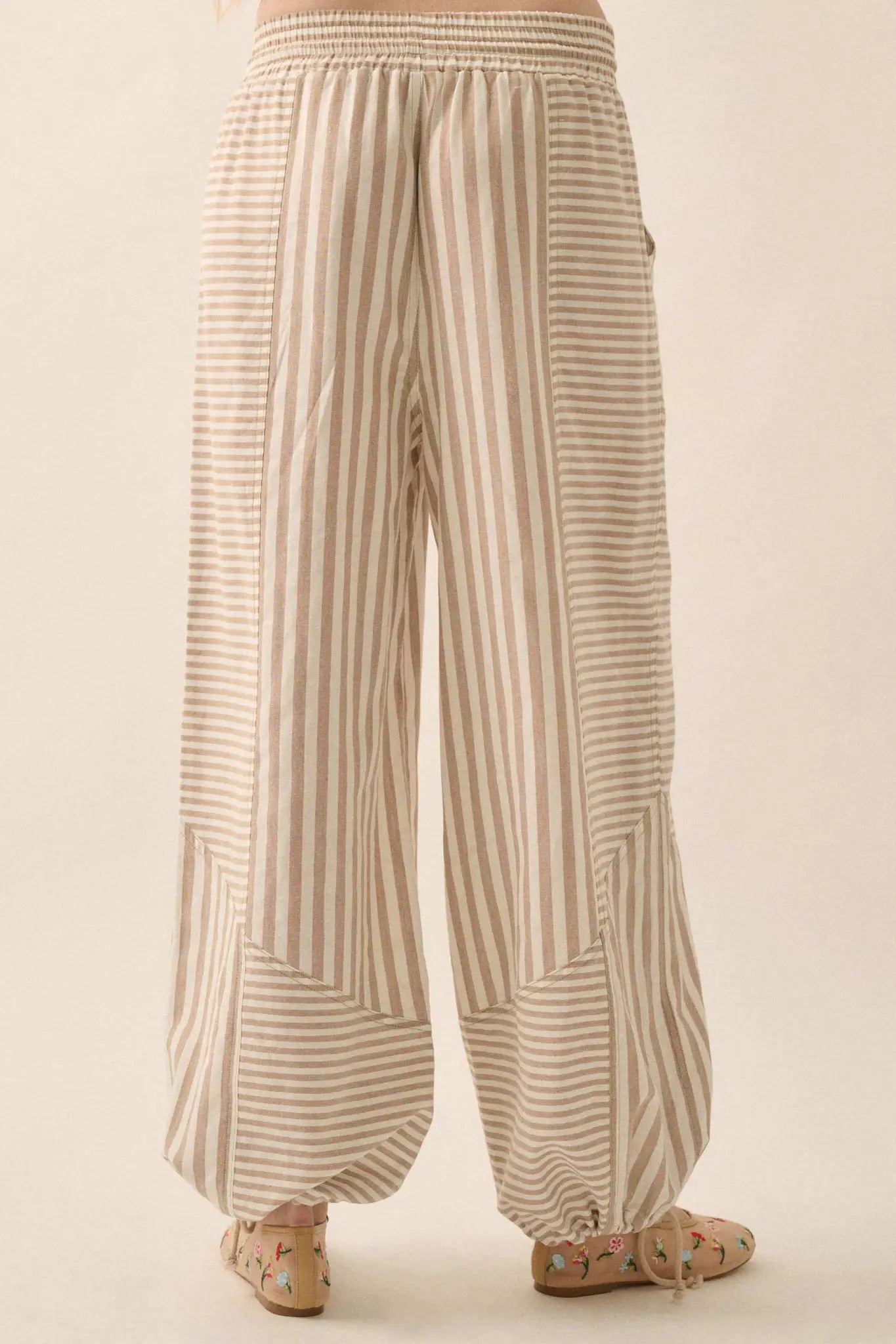 Jump for Joy Striped Drawstring Parachute Pants