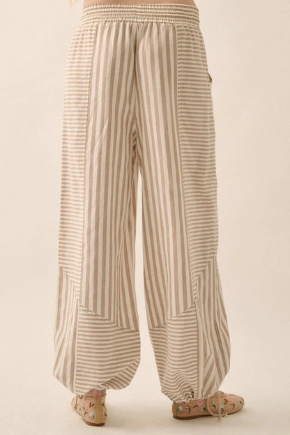 Jump for Joy Striped Drawstring Parachute Pants