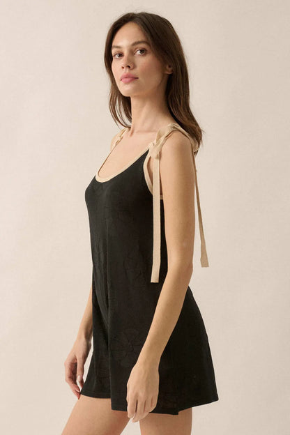 Lazy Daisy Floral Jacquard-Knit Cami Romper