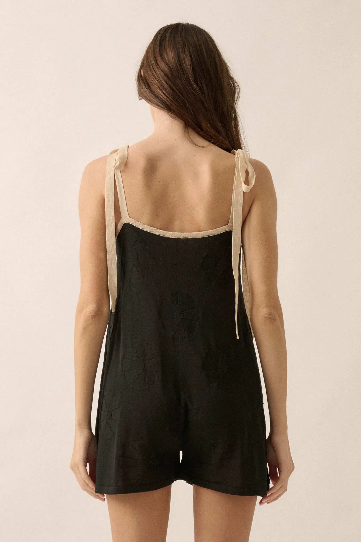 Lazy Daisy Floral Jacquard-Knit Cami Romper