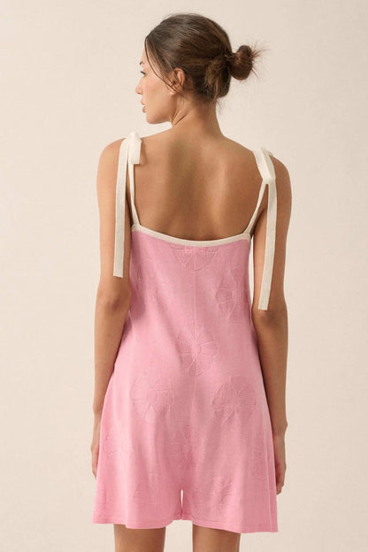 Lazy Daisy Floral Jacquard-Knit Cami Romper