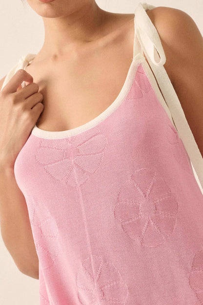 Lazy Daisy Floral Jacquard-Knit Cami Romper