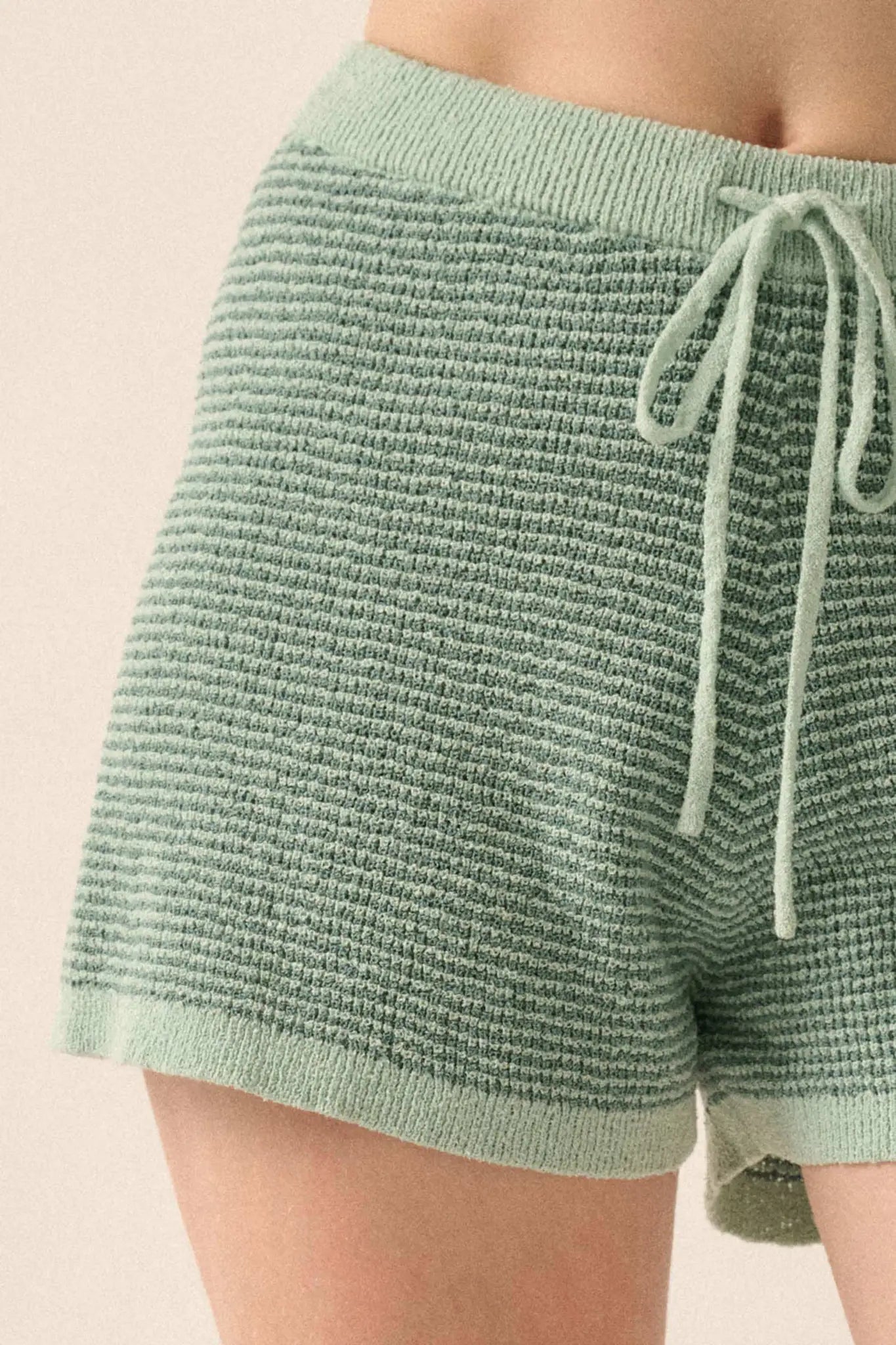 Happy Days Striped Drawstring Sweater Shorts