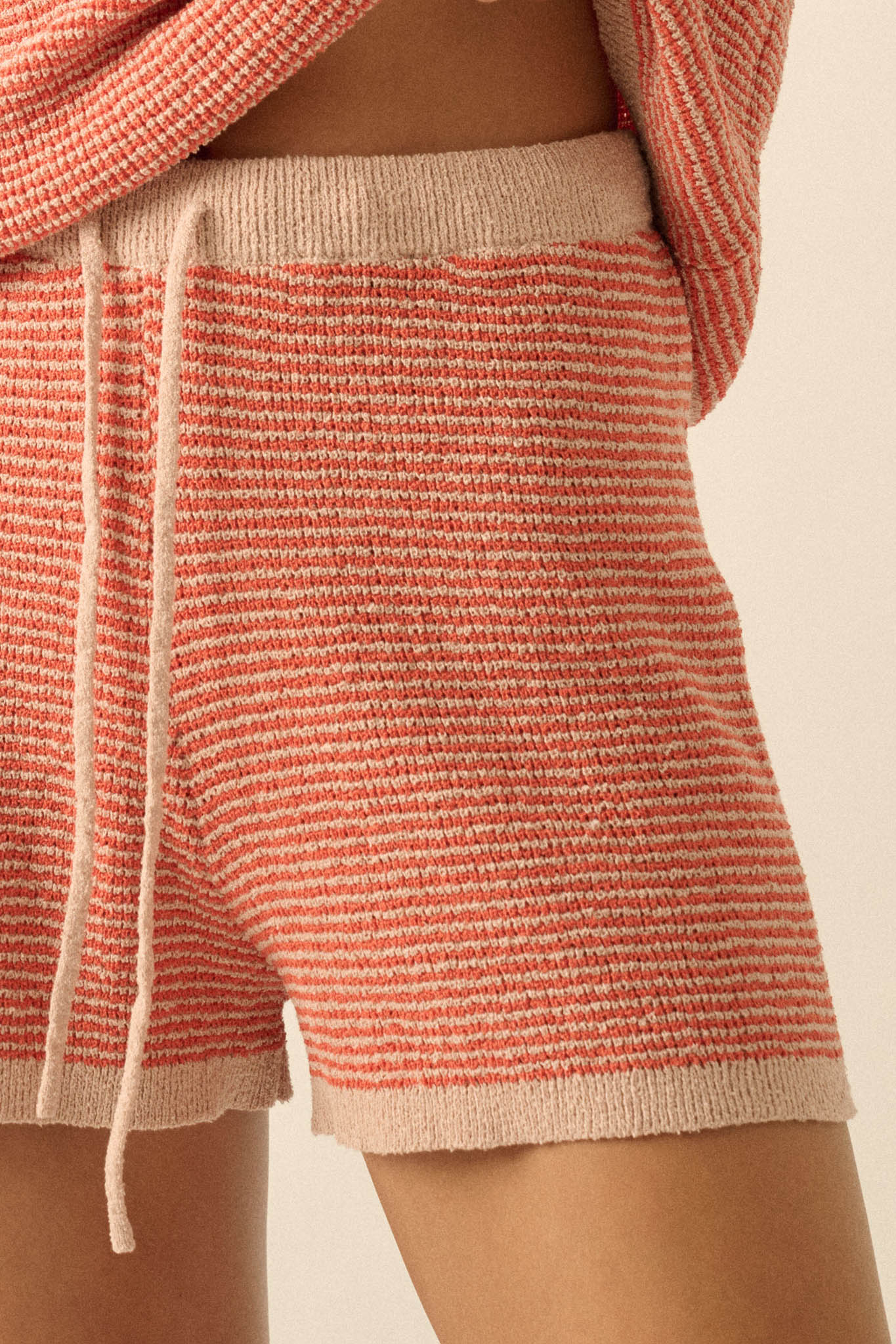 Happy Days Striped Drawstring Sweater Shorts