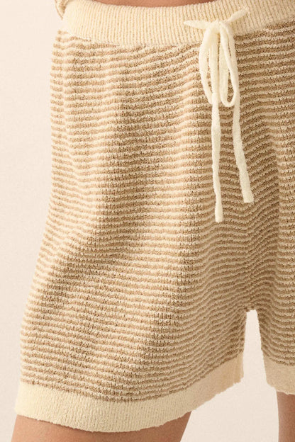 Happy Days Striped Drawstring Sweater Shorts