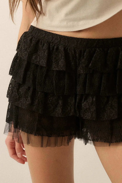 Dolly Dear Ruffled Lace and Mesh Bloomer Shorts