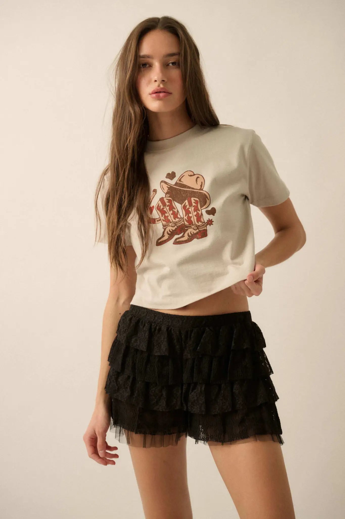 Dolly Dear Ruffled Lace and Mesh Bloomer Shorts