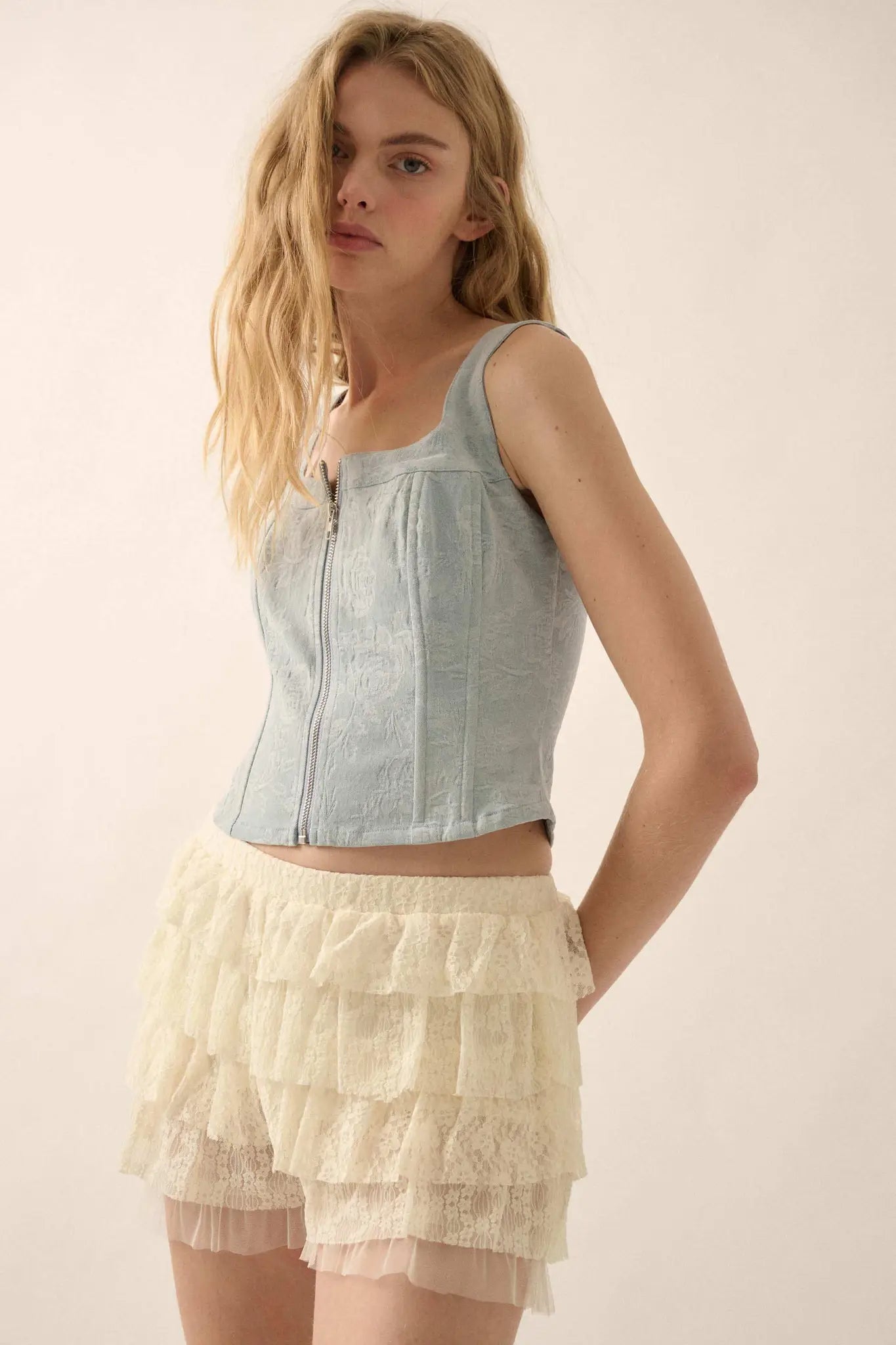 Dolly Dear Ruffled Lace and Mesh Bloomer Shorts