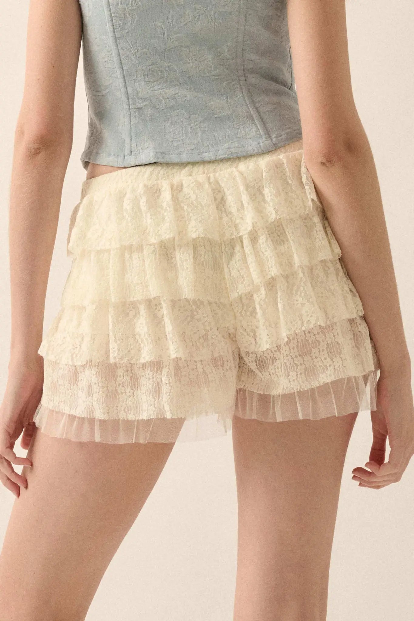 Dolly Dear Ruffled Lace and Mesh Bloomer Shorts