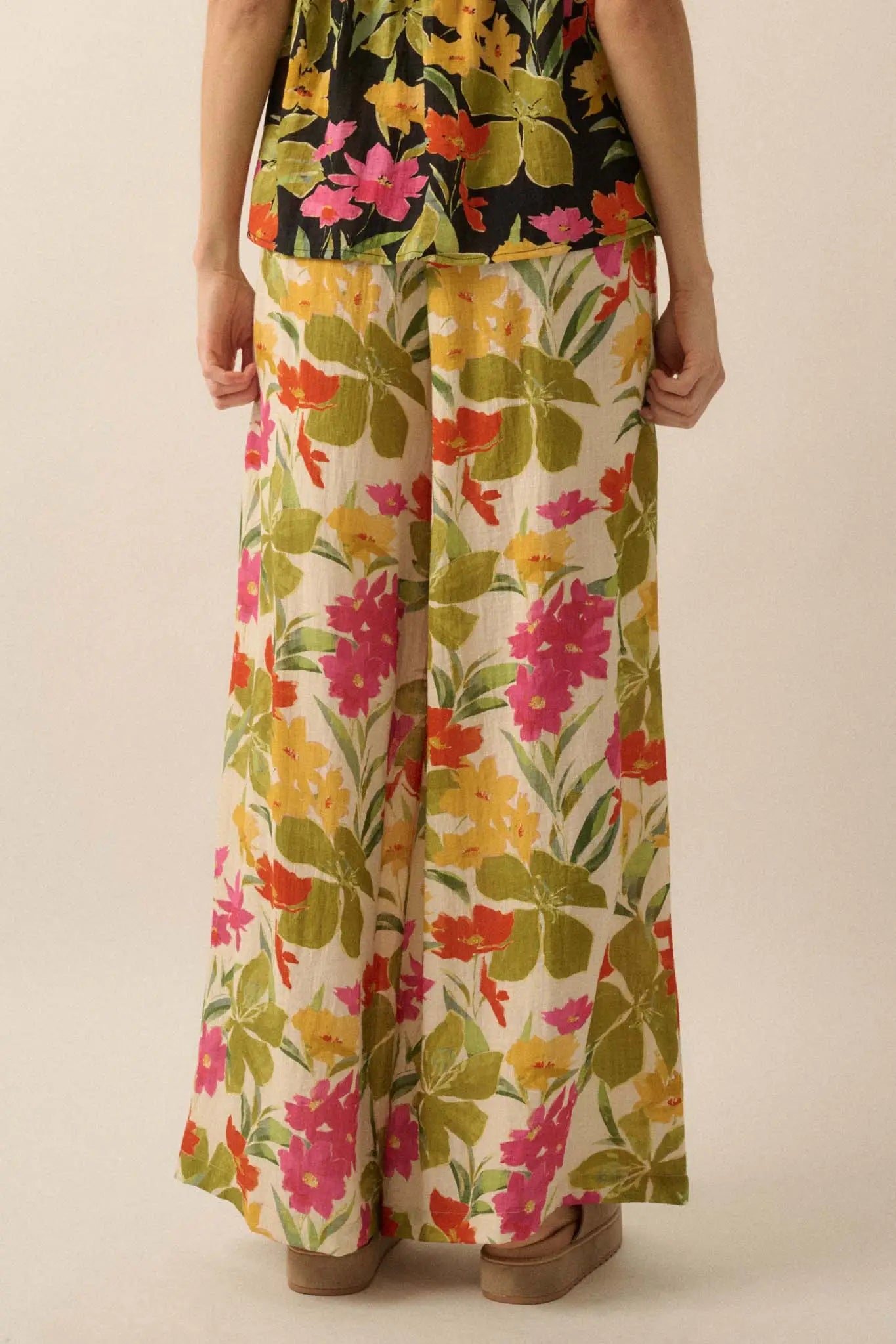 Mahalo Mood Tropical Floral Wide-Leg Pants