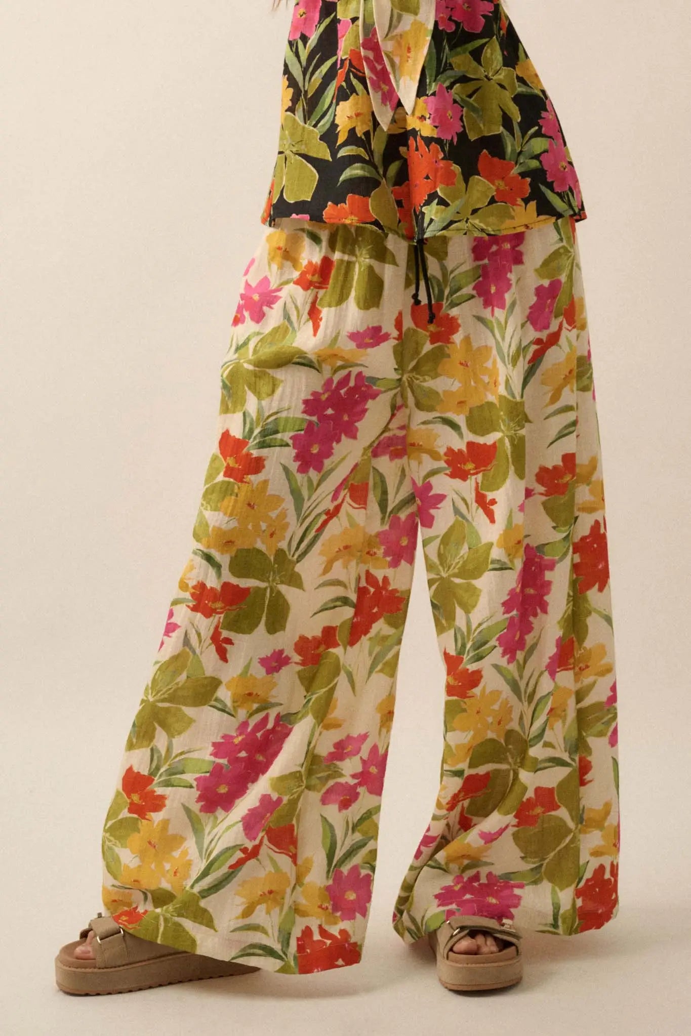 Mahalo Mood Tropical Floral Wide-Leg Pants