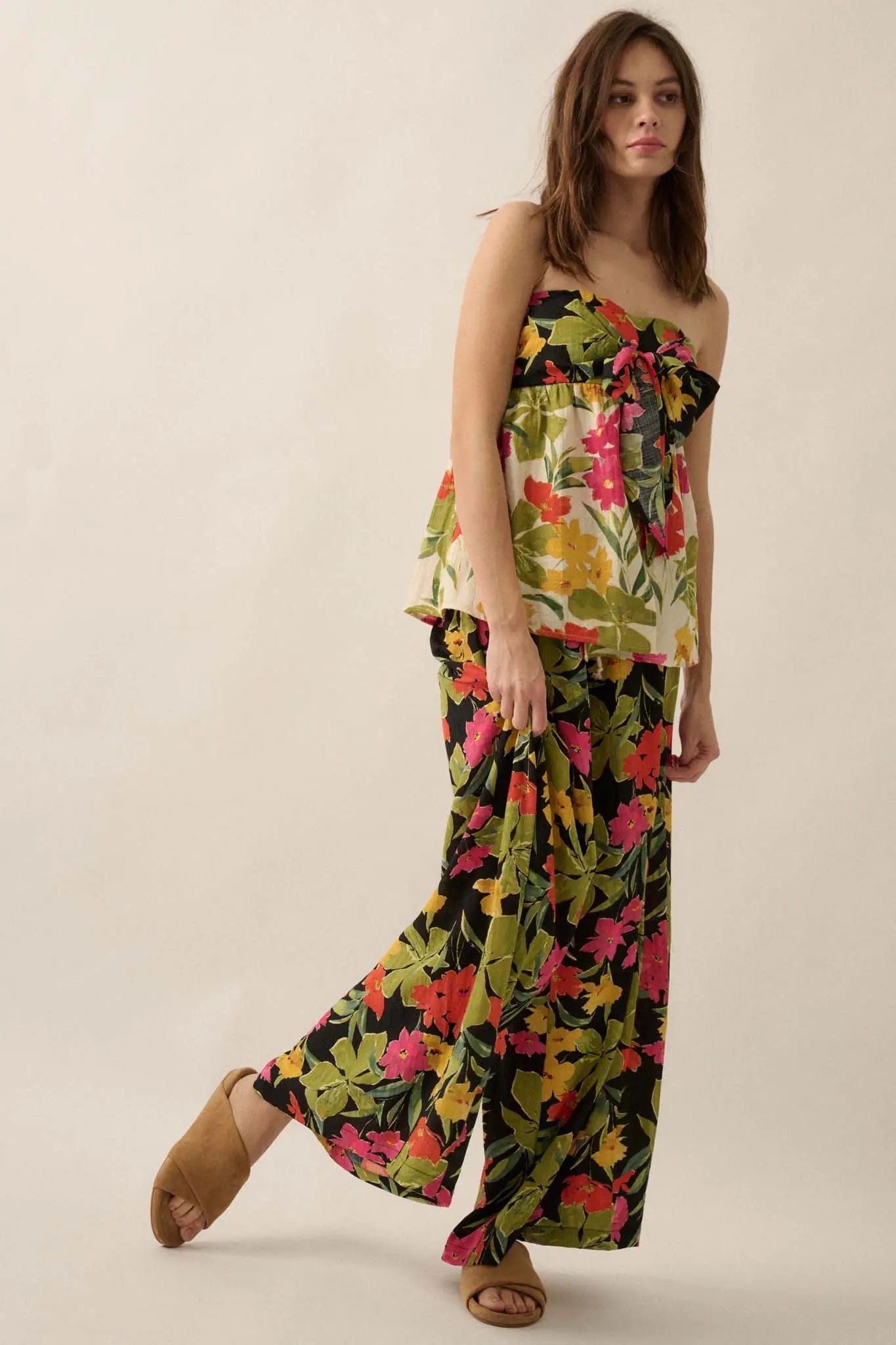 Mahalo Mood Tropical Floral Wide-Leg Pants