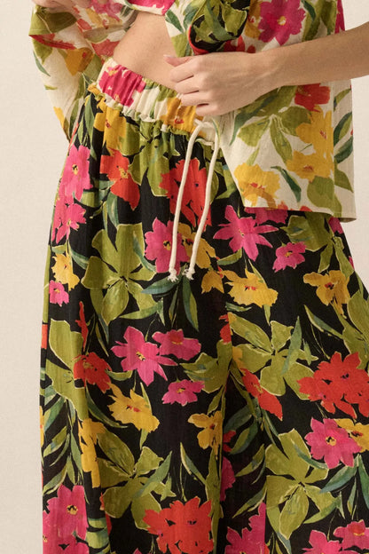 Mahalo Mood Tropical Floral Wide-Leg Pants